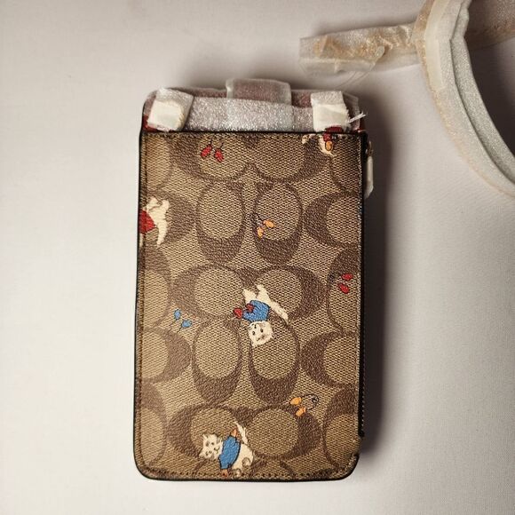 NWT CF313 Coach Phone Crossbody In Signature Canvas With Cat Mittens Print - Picture 3 of 4